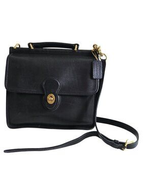 Vtg Coach Willis Bag Black Leather 9927 Cross Body Shoulder Bag Hangtag Made USA